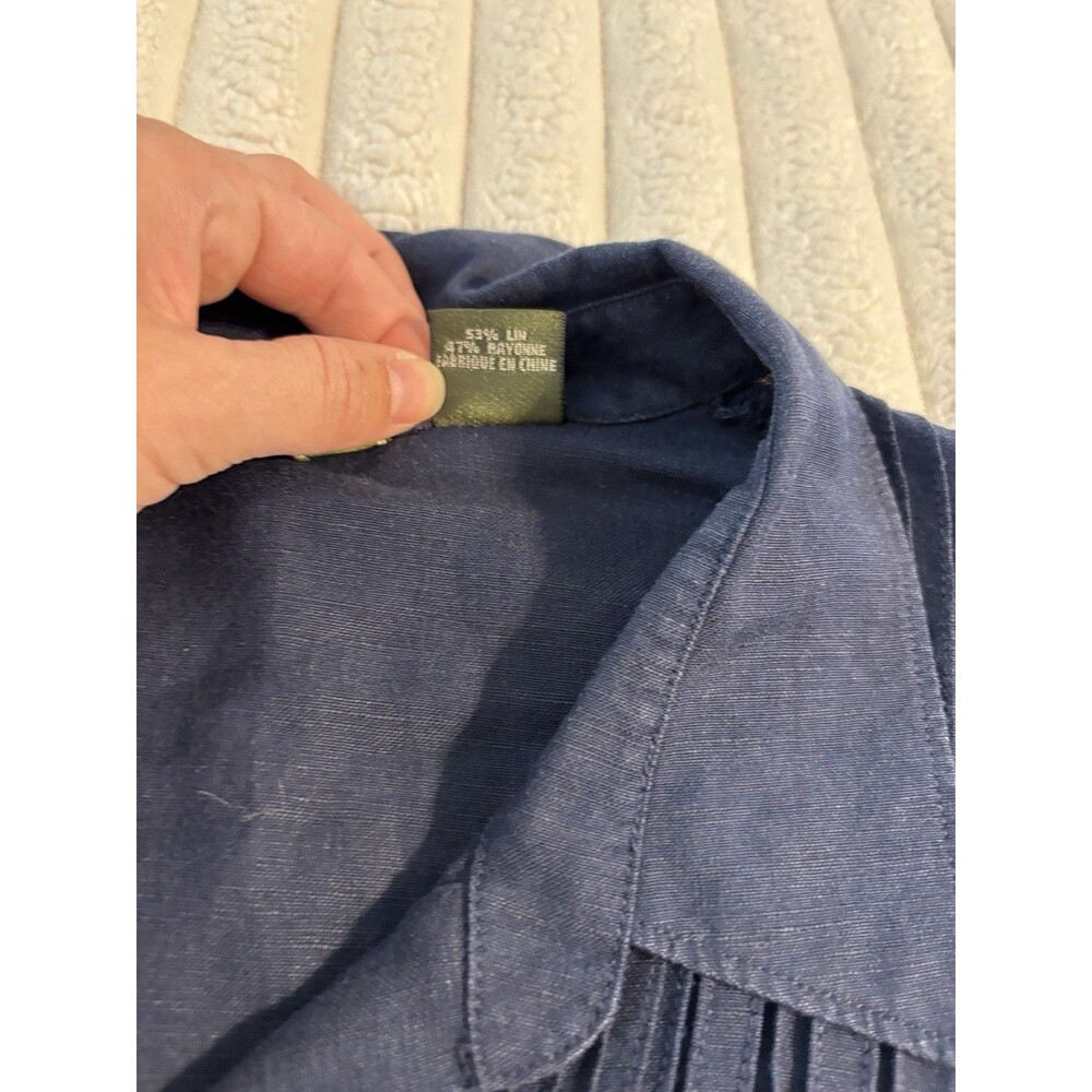 Eddie Bauer Short Sleeve Shirt Maxi Dress Womens 3XL Navy Blue Cotton Blend Boho - Picture 4 of 7